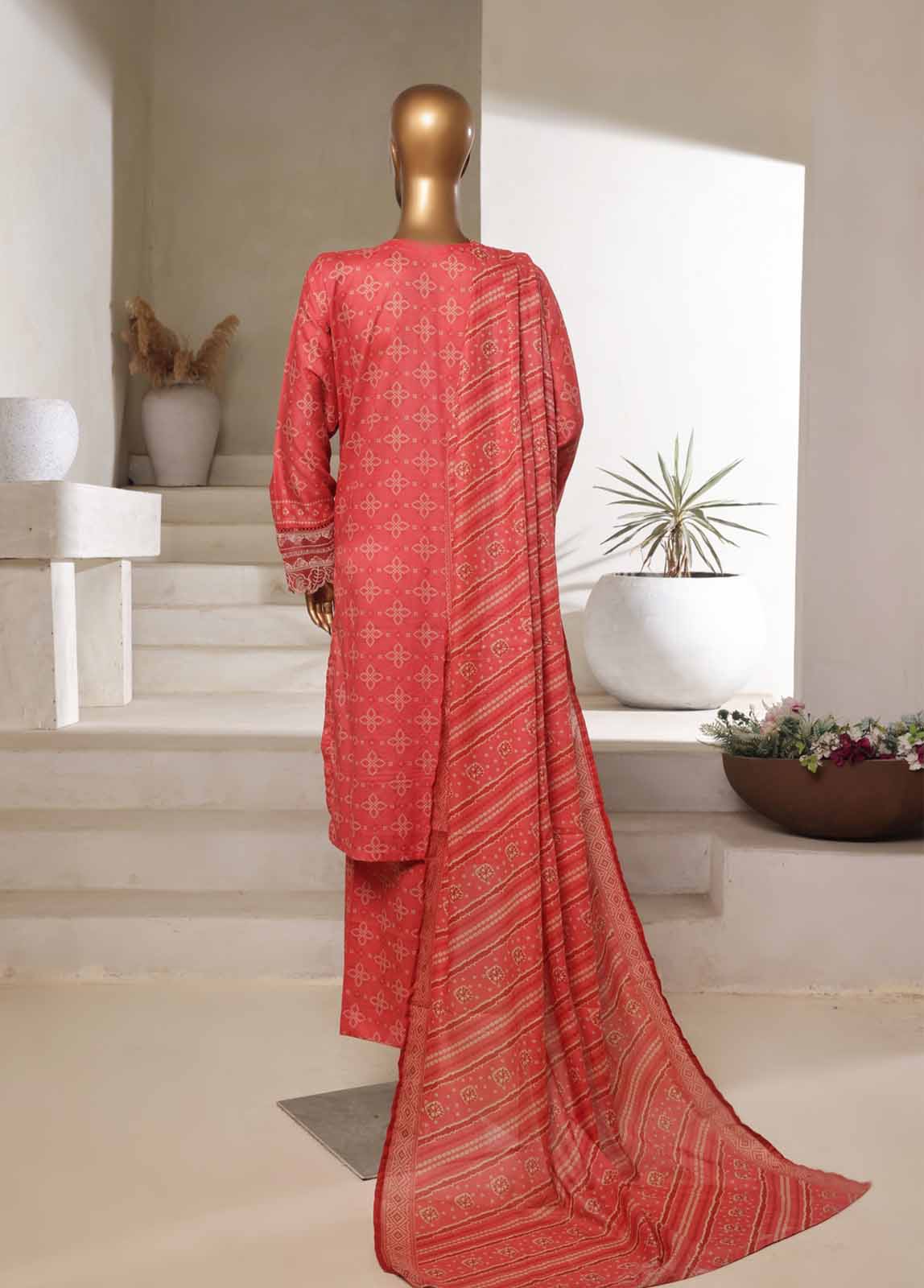 Bin Saeed Stitched 3 Piece Open Front Cutwork Kari Collection'2025-SM-2120-pink
