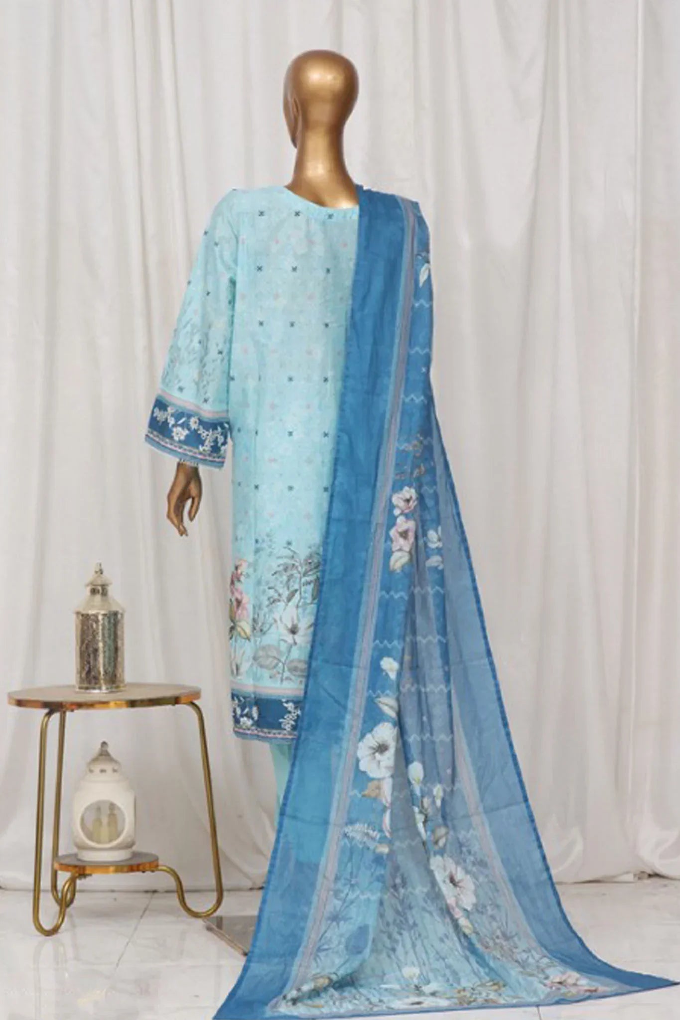 Bin Saeed Stitched 3 Piece Exclusive Printed Lawn Vol-02 Collection-AS-1004-Ferozi
