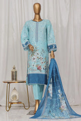 Bin Saeed Stitched 3 Piece Exclusive Printed Lawn Vol-02 Collection-AS-1004-Ferozi