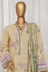Bin Saeed Stitched 3 Piece Exclusive Printed Lawn Vol-03 Collection-AS-1501-Beige
