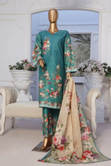 Bin Saeed Stitched 3 Piece Exclusive Printed Lawn Vol-02 Collection-AS-1005-Green