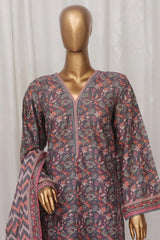 Bin Saeed Stitched 3 Piece Exclusive Printed Lawn Vol-02 Collection-AS-1006-Grey