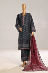 Bin Saeed Stitched 3 Piece Exclusive Printed Lawn Vol-02 Collection-AS-1009-Black