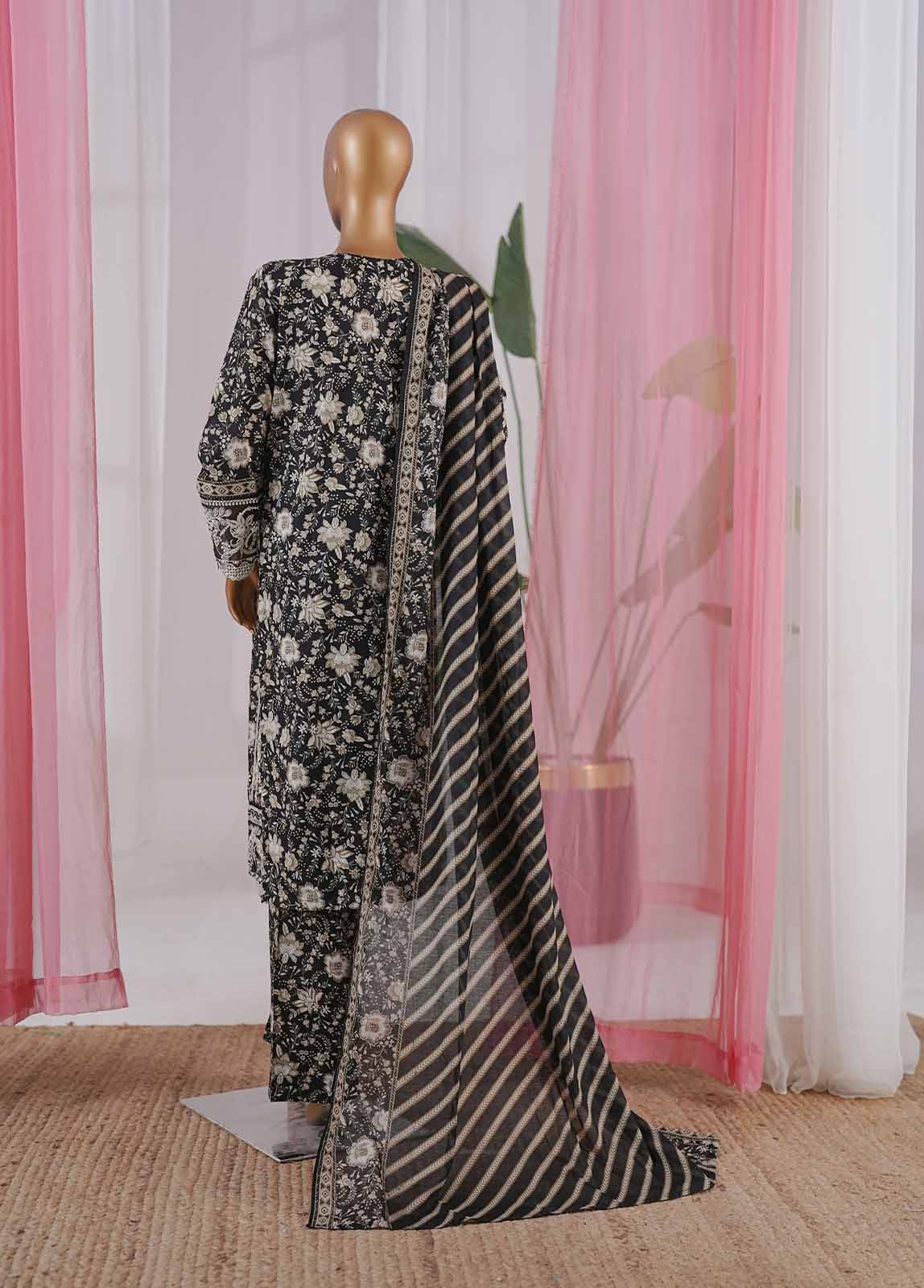 Bin Saeed Stitched 3 Piece Open Front Cutwork Kari Collection'2025-SM-2118-black