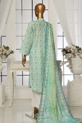 Bin Saeed Stitched 3 Piece Exclusive Printed Lawn Vol-04 Collection-SM-1546-Ferozi