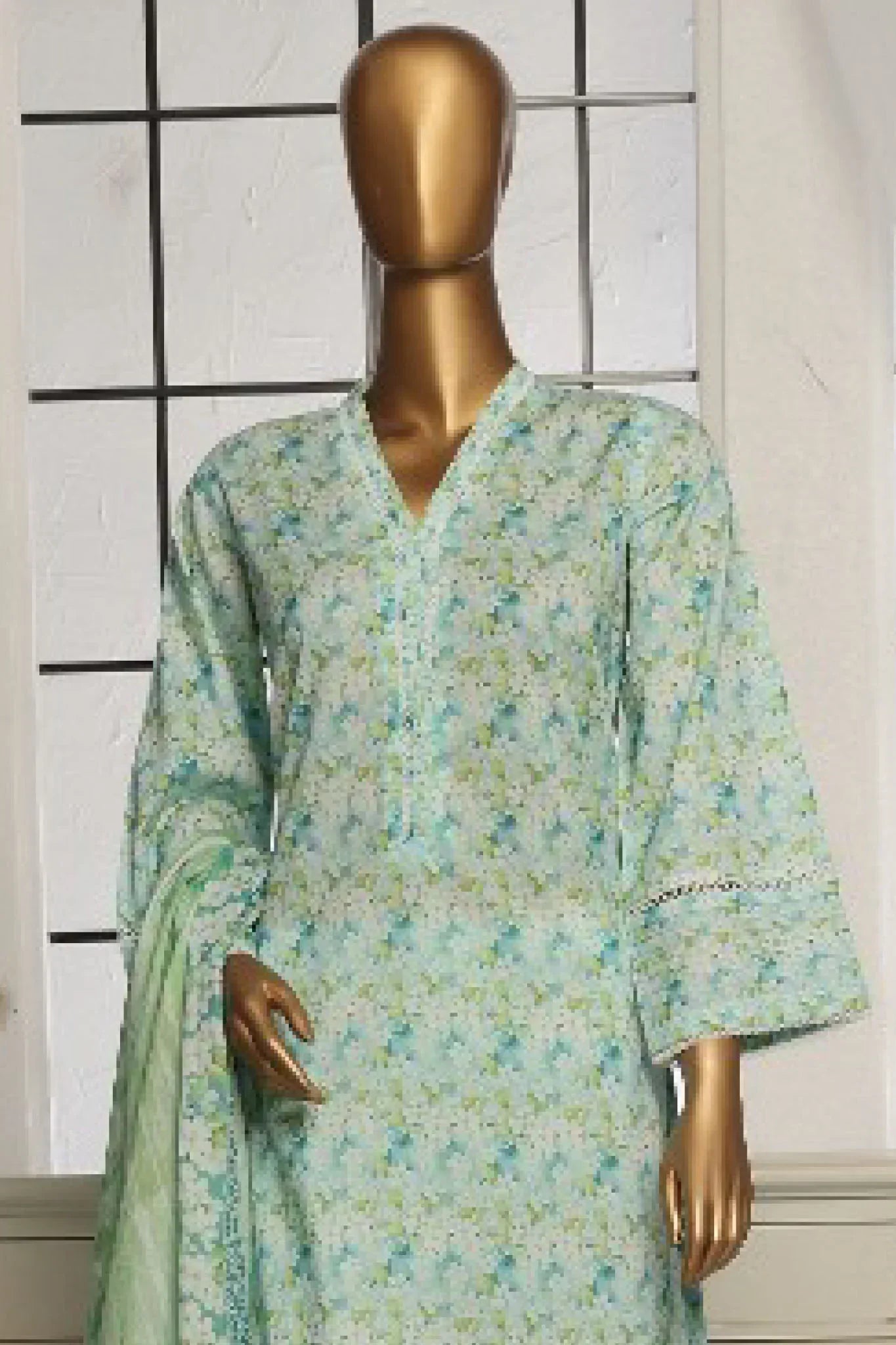 Bin Saeed Stitched 3 Piece Exclusive Printed Lawn Vol-04 Collection-SM-1546-Ferozi