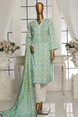Bin Saeed Stitched 3 Piece Exclusive Printed Lawn Vol-04 Collection-SM-1546-Ferozi
