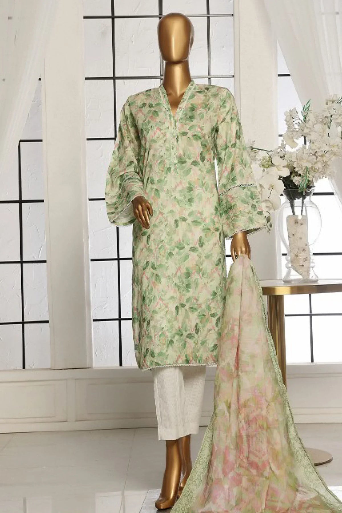 Bin Saeed Stitched 3 Piece Exclusive Printed Lawn Vol-03 Collection-AS-1504-Pista