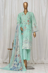 Bin Saeed Stitched 3 Piece Exclusive Printed Lawn Vol-04 Collection-SM-1331-Ferozi