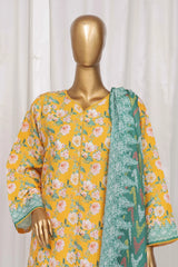 Bin Saeed Stitched 3 Piece Exclusive Printed Lawn Vol-04 Collection-SM-1333-Yellow