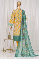 Bin Saeed Stitched 3 Piece Exclusive Printed Lawn Vol-04 Collection-SM-1333-Yellow