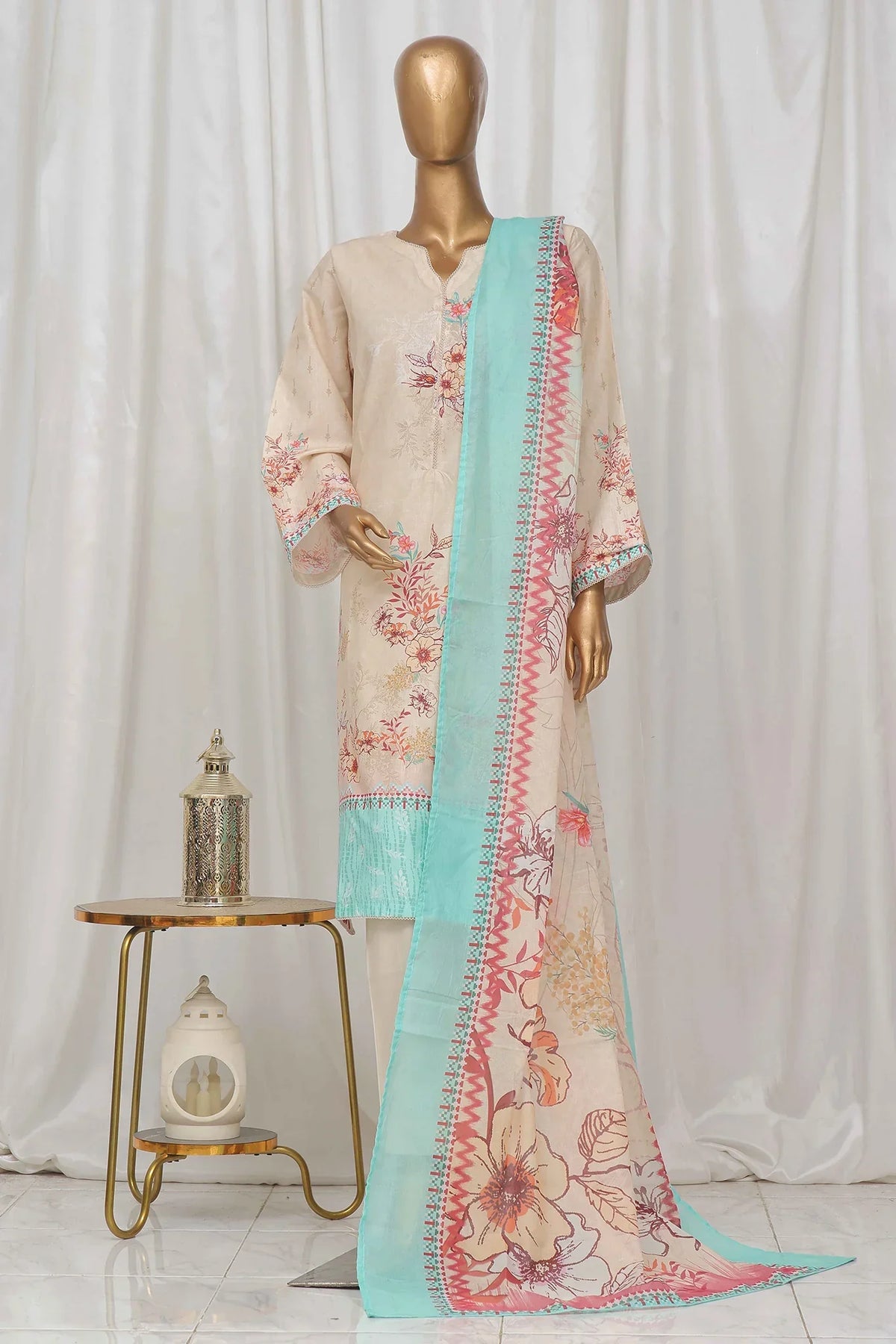 Bin Saeed Stitched 3 Piece Exclusive Printed Lawn Vol-04 Collection-SM-1336-Skin