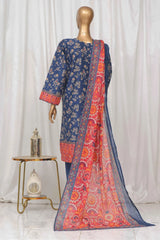 Bin Saeed Stitched 3 Piece Exclusive Printed Lawn Vol-04 Collection-SM-1339-Blue