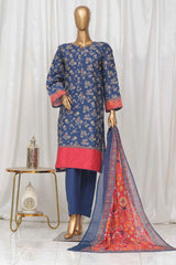 Bin Saeed Stitched 3 Piece Exclusive Printed Lawn Vol-04 Collection-SM-1339-Blue