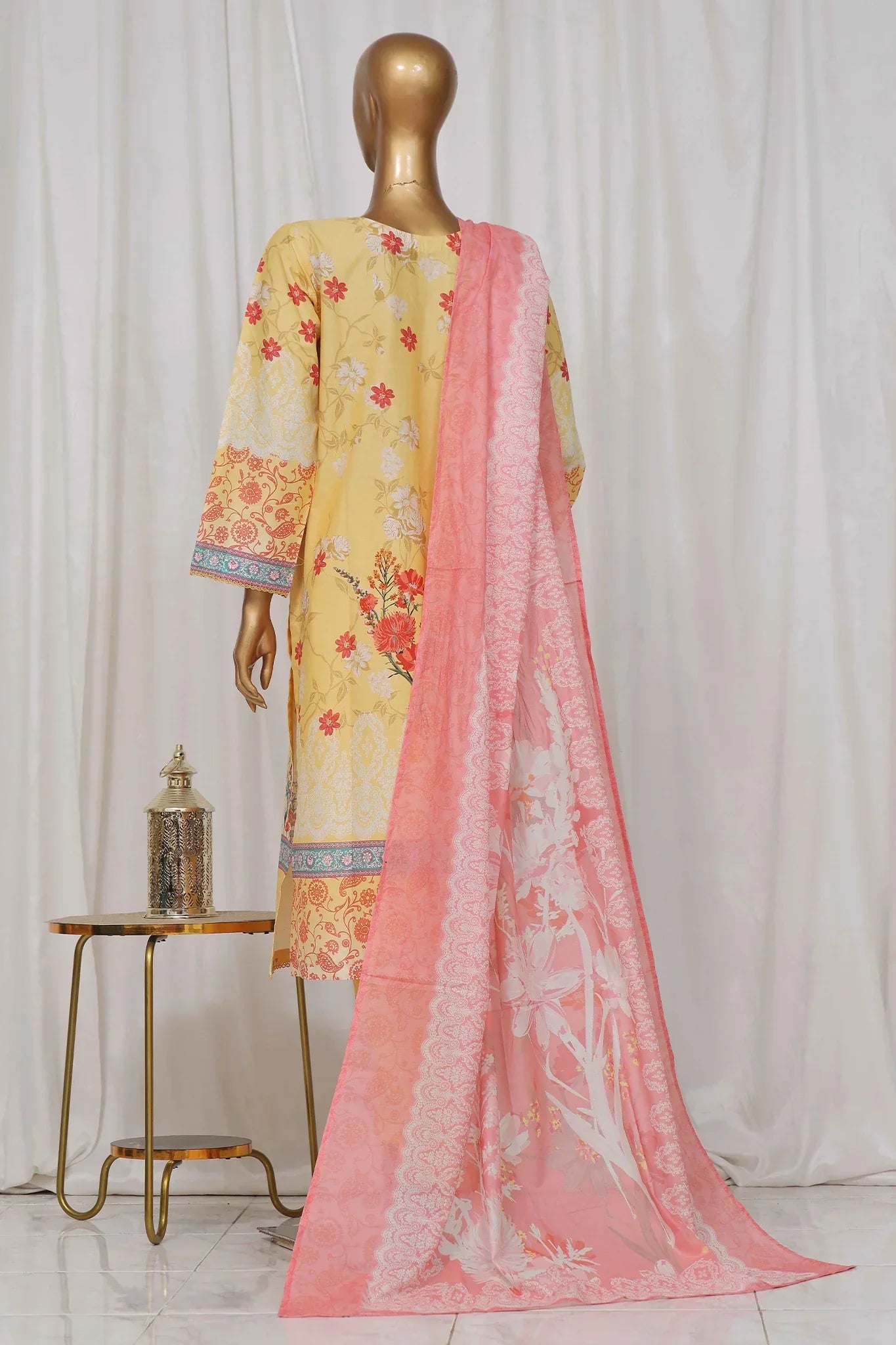 Bin Saeed Stitched 3 Piece Exclusive Printed Lawn Vol-05 Collection-SM-1343-Yellow
