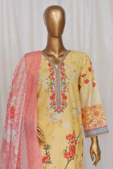 Bin Saeed Stitched 3 Piece Exclusive Printed Lawn Vol-05 Collection-SM-1343-Yellow