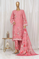 Bin Saeed Stitched 3 Piece Exclusive Printed Lawn Vol-04 Collection-SM-1356-Pink