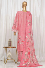 Bin Saeed Stitched 3 Piece Exclusive Printed Lawn Vol-04 Collection-SM-1356-Pink