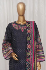 Bin Saeed Stitched 3 Piece Exclusive Printed Lawn Vol-03 Collection-AS-1520-Navy Blue