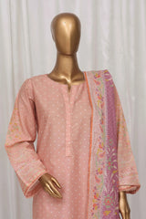 Bin Saeed Stitched 3 Piece Exclusive Printed Lawn Vol-05 Collection-SM-1360-Peach