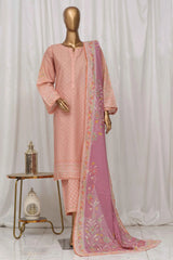 Bin Saeed Stitched 3 Piece Exclusive Printed Lawn Vol-05 Collection-SM-1360-Peach