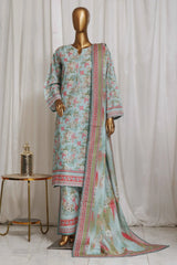 Bin Saeed Stitched 3 Piece Exclusive Printed Lawn Vol-05 Collection-SM-1364-Ferozi
