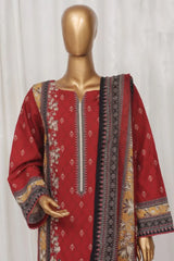 Bin Saeed Stitched 3 Piece Exclusive Printed Lawn Vol-03 Collection-AS-1522-Maroon