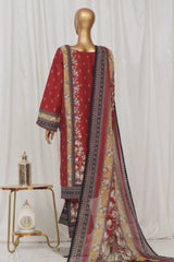 Bin Saeed Stitched 3 Piece Exclusive Printed Lawn Vol-03 Collection-AS-1522-Maroon