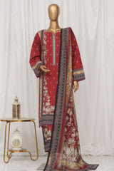 Bin Saeed Stitched 3 Piece Exclusive Printed Lawn Vol-03 Collection-AS-1522-Maroon