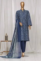 Bin Saeed Stitched 3 Piece Exclusive Printed Lawn Vol-05 Collection-SM-1379-Blue