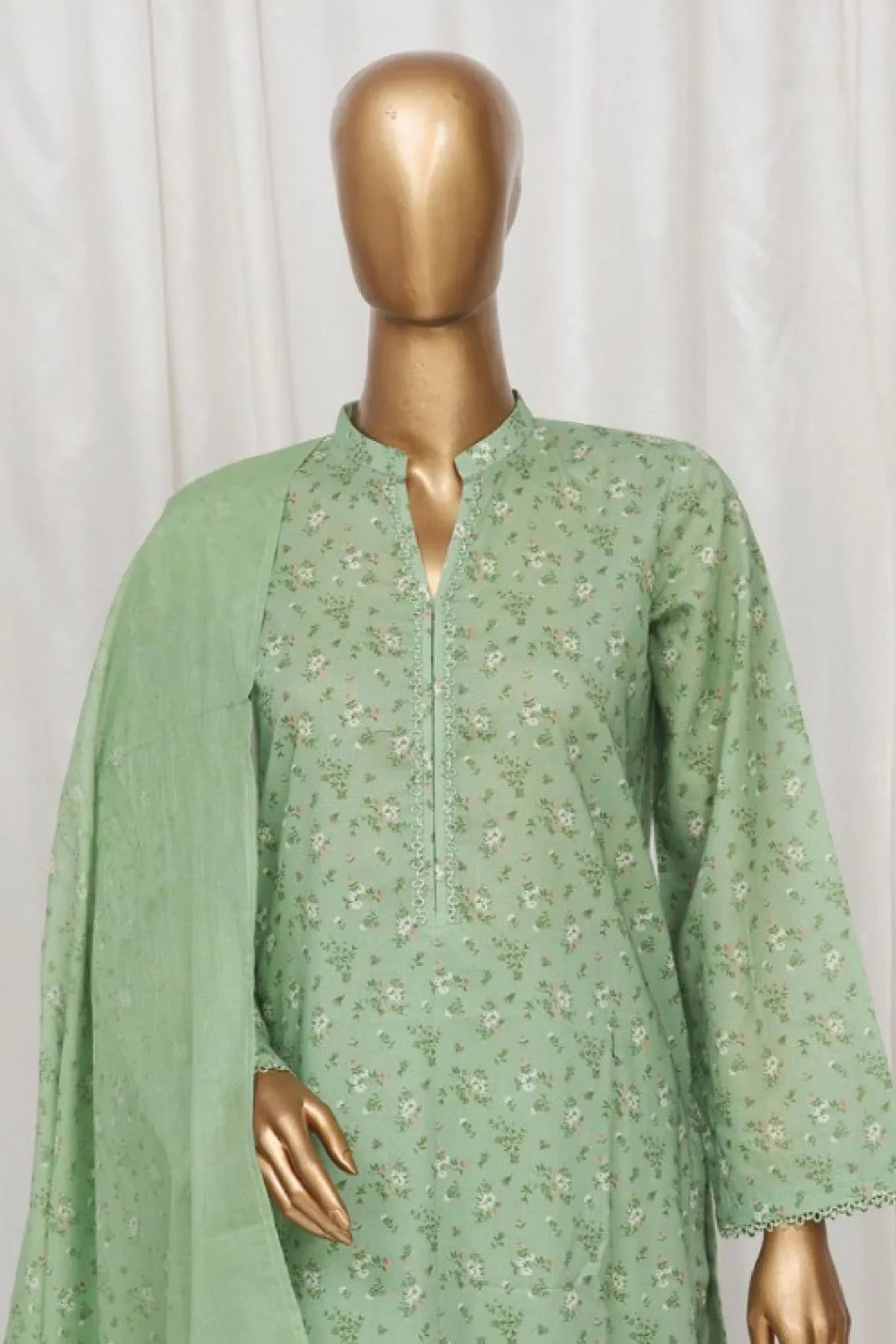 Bin Saeed Stitched 3 Piece Exclusive Printed Lawn Vol-03 Collection-AS-1524-Green