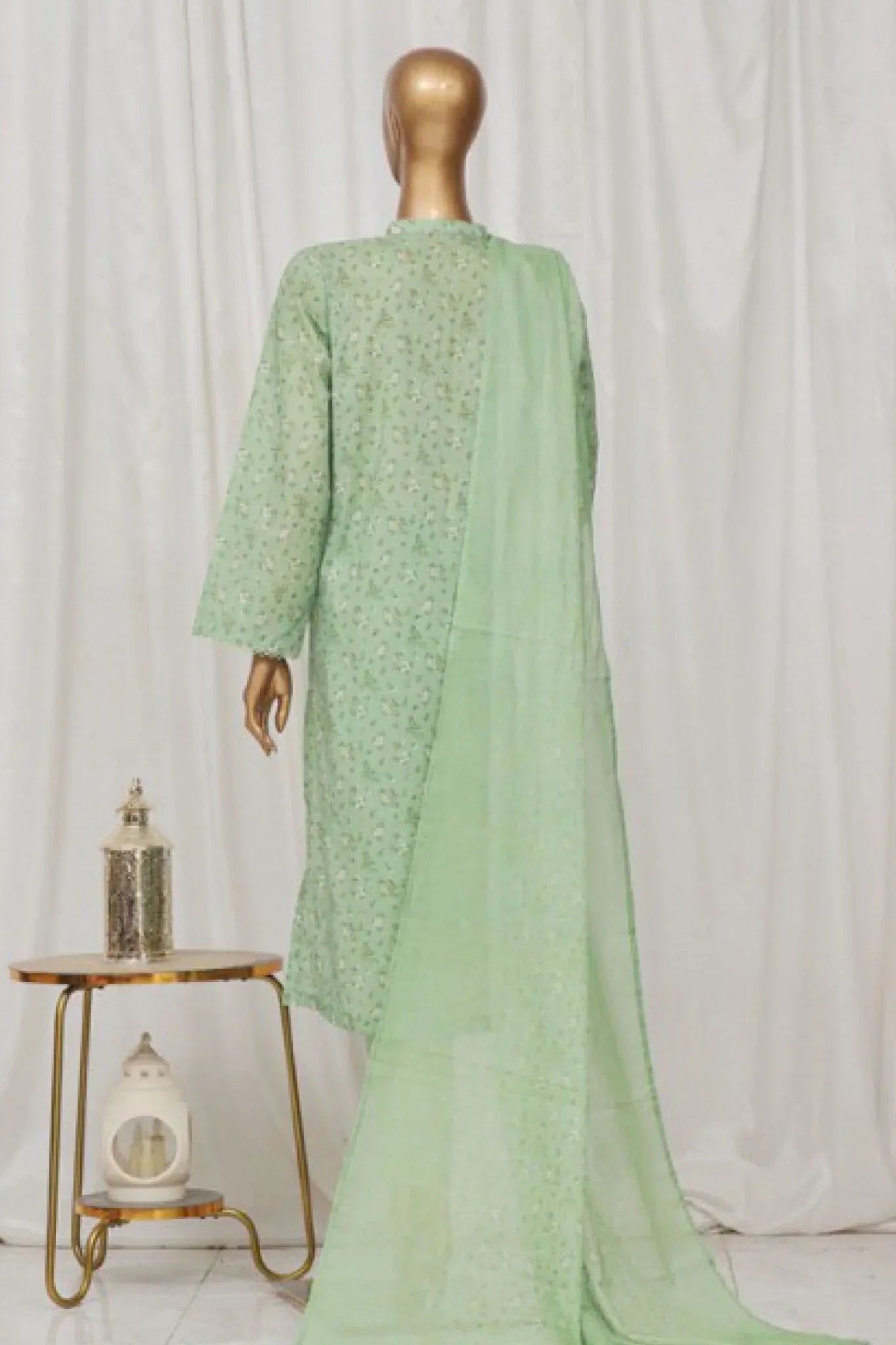 Bin Saeed Stitched 3 Piece Exclusive Printed Lawn Vol-03 Collection-AS-1524-Green