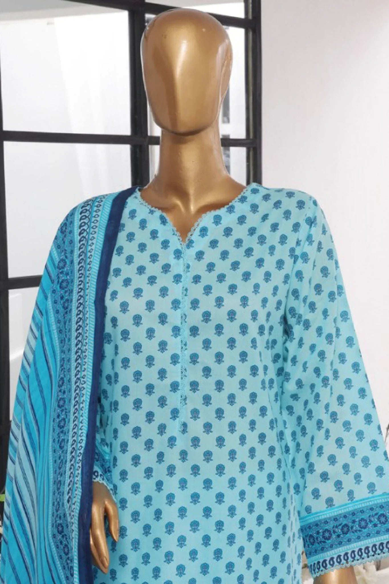 Bin Saeed Stitched 3 Piece Exclusive Printed Lawn Vol-03 Collection-AS-1526-Ferozi