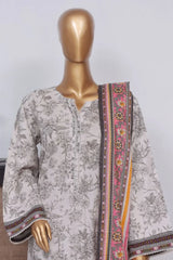 Bin Saeed Stitched 3 Piece Exclusive Printed Lawn Vol-03 Collection-SM-1528-Grey