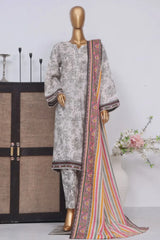 Bin Saeed Stitched 3 Piece Exclusive Printed Lawn Vol-03 Collection-SM-1528-Grey