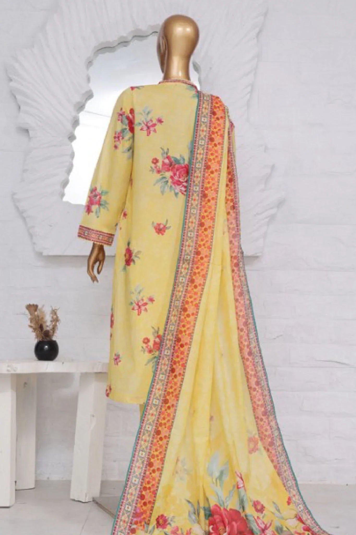 Bin Saeed Stitched 3 Piece Exclusive Printed Lawn Vol-03 Collection-AS-1529-Yellow