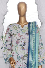 Bin Saeed Stitched 3 Piece Exclusive Printed Lawn Vol-03 Collection-AS-1530-L.Grey