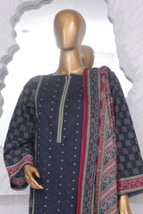 Bin Saeed Stitched 3 Piece Exclusive Printed Lawn Vol-03 Collection-AS-1530-Navy Blue
