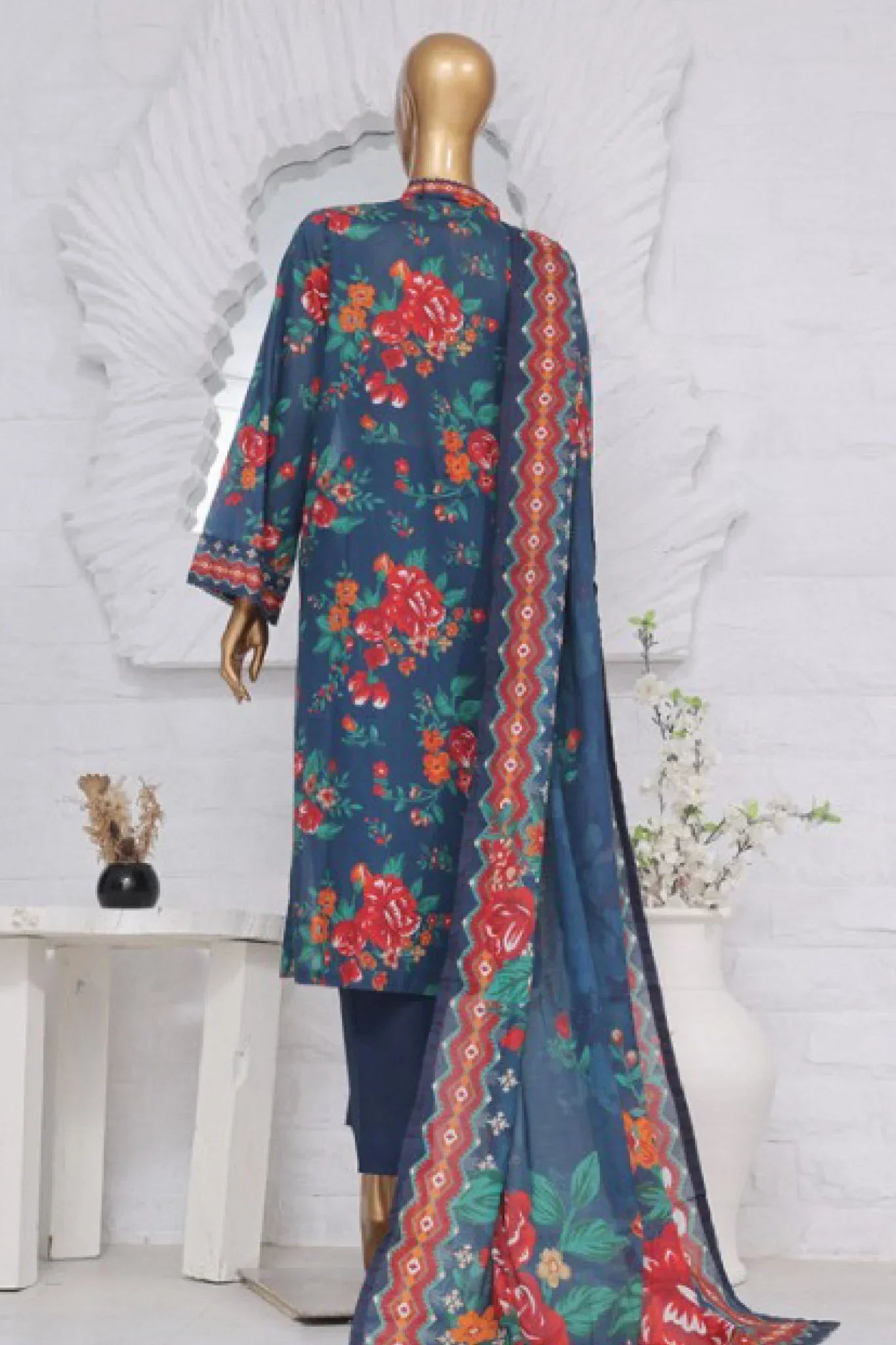 Bin Saeed Stitched 3 Piece Exclusive Printed Lawn Vol-03 Collection-SM-1531-Blue