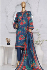 Bin Saeed Stitched 3 Piece Exclusive Printed Lawn Vol-03 Collection-SM-1531-Blue