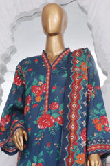 Bin Saeed Stitched 3 Piece Exclusive Printed Lawn Vol-03 Collection-SM-1531-Blue