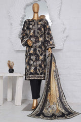 Bin Saeed Stitched 3 Piece Exclusive Printed Lawn Vol-04 Collection-SM-1434-Black