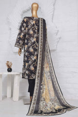 Bin Saeed Stitched 3 Piece Exclusive Printed Lawn Vol-04 Collection-SM-1434-Black