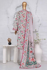 Bin Saeed Stitched 3 Piece Exclusive Printed Lawn Vol-04 Collection-SM-1437-Grey