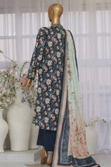 Bin Saeed Stitched 3 Piece Exclusive Printed Lawn Vol-03 Collection-SM-1533-Navy Blue