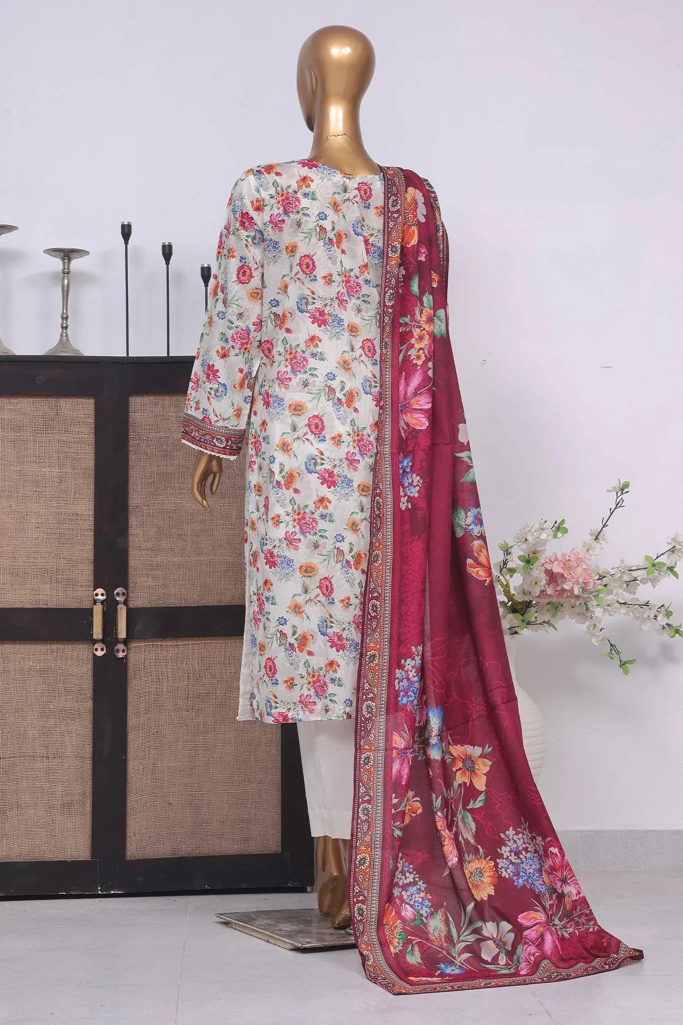 Bin Saeed Stitched 3 Piece Exclusive Printed Lawn Vol-04 Collection-SM-1442-Multi