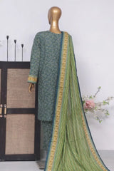 Bin Saeed Stitched 3 Piece Exclusive Printed Lawn Vol-03 Collection-AS-1534-Green