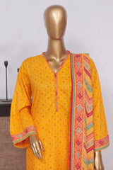Bin Saeed Stitched 3 Piece Exclusive Printed Lawn Vol-03 Collection-AS-1534-Orange