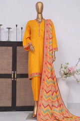 Bin Saeed Stitched 3 Piece Exclusive Printed Lawn Vol-03 Collection-AS-1534-Orange