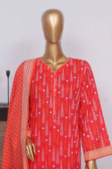 Bin Saeed Stitched 3 Piece Exclusive Printed Lawn Vol-03 Collection-AS-1535-Red